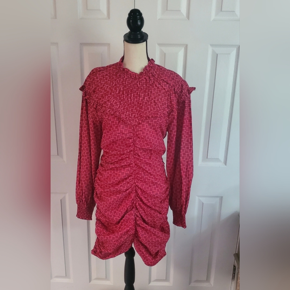 River Island Shirred High Collared Dress